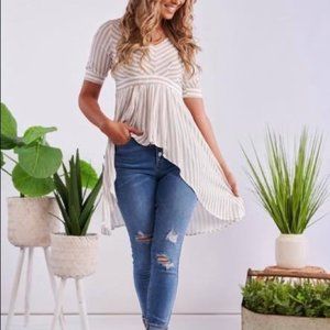 Nana Macs Boutique Ellie High Low Striped Top Size Large